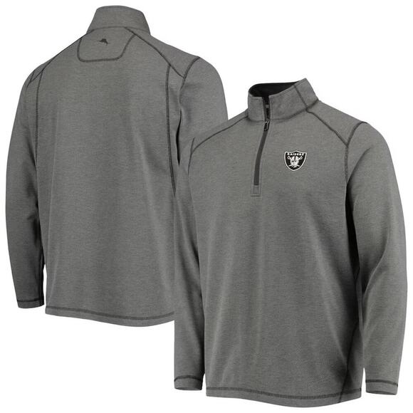 Tommy Bahama Gray Las Vegas Raiders Sport Half-Zip Tri-Blend Jacket Size XL - Picture 1 of 5